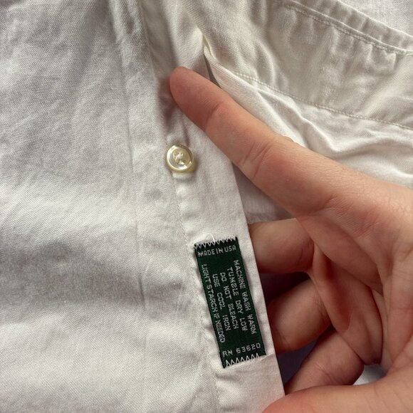 Gitman Bros Oxford Pinpoint Button-Down USA 17.5 Cotton Short Sleeve White - Picture 11 of 12